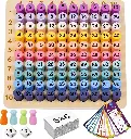 Multiplication Board Game, Math Manipulative Set with Flash Cards for Fun Learning