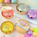 Small Glitter Bead Squishy Dumplings, Bao Bun Stress Ball with Steamer Case 5cm - (24-pack)