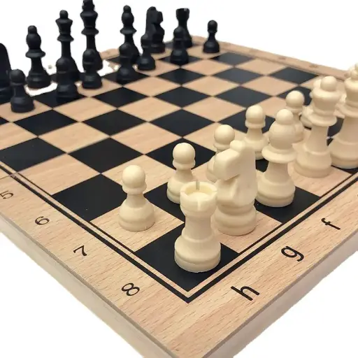 [PO-P034] Wooden Chess Board Set with Manual for Adults Kids 15 inches (39cm) Chess Puzzle, Folding board and Portable