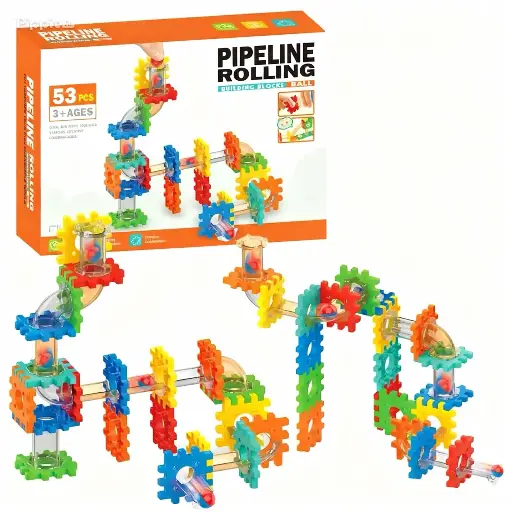 [PO-P046] Pipeline ball rolling building blocks, Encourages Creative Construction, Promotes Educational Brain Development, Stimulates Imagination, For Kids 3+ Years