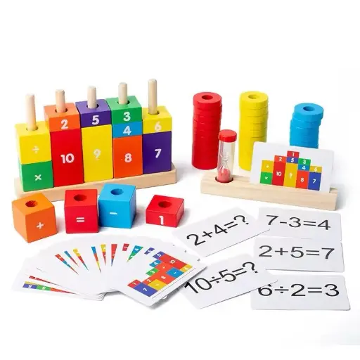 [PO-P151] Column Arithmetic Wooden Stacking Blocks, Early learning for kids
