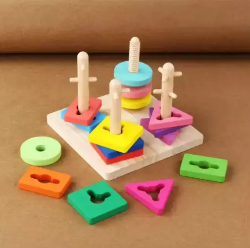 [PO-P177] Shape of the Column - Geometric Shape Wooden Stacking Puzzle for Kids