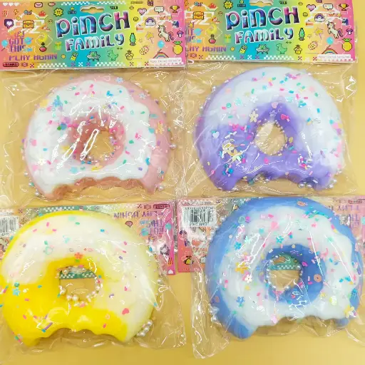 Donut Squishy- Pinch Family- Squeeze Toys, Cute and Fun, 